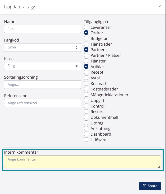 Kommentarer till taggar