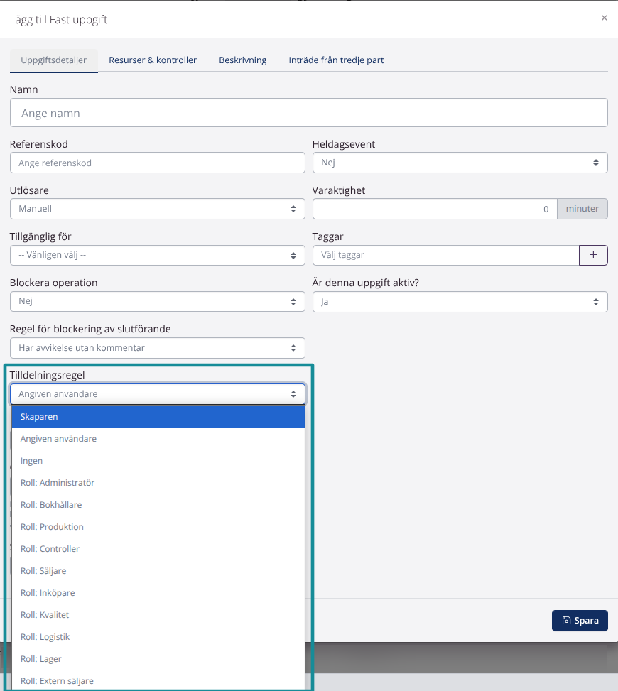 Tilldela till specifika användarroller